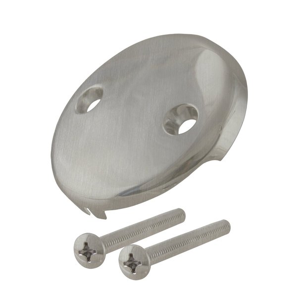Westbrass 3-1/8" Two-Hole Overflow Face Plate and Screws in Satin Nickel D329-07